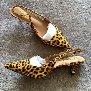 FSJ (Funny She Jill) Leopard Print Slingback Pumps—NEW without Box—Size 9